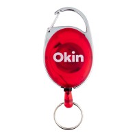 Okin Retractable Snap Lock Key and ID Card Holder Red